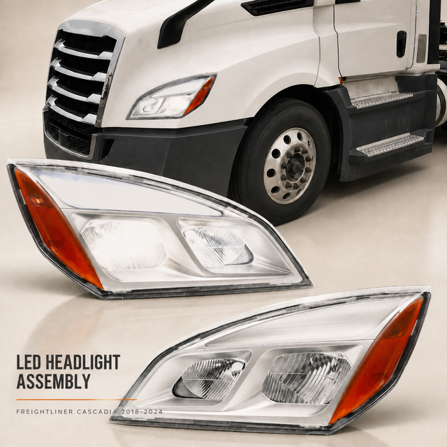 Freightliner Cascadia 2018+ үшін қара толық жарықдиодты фаралар